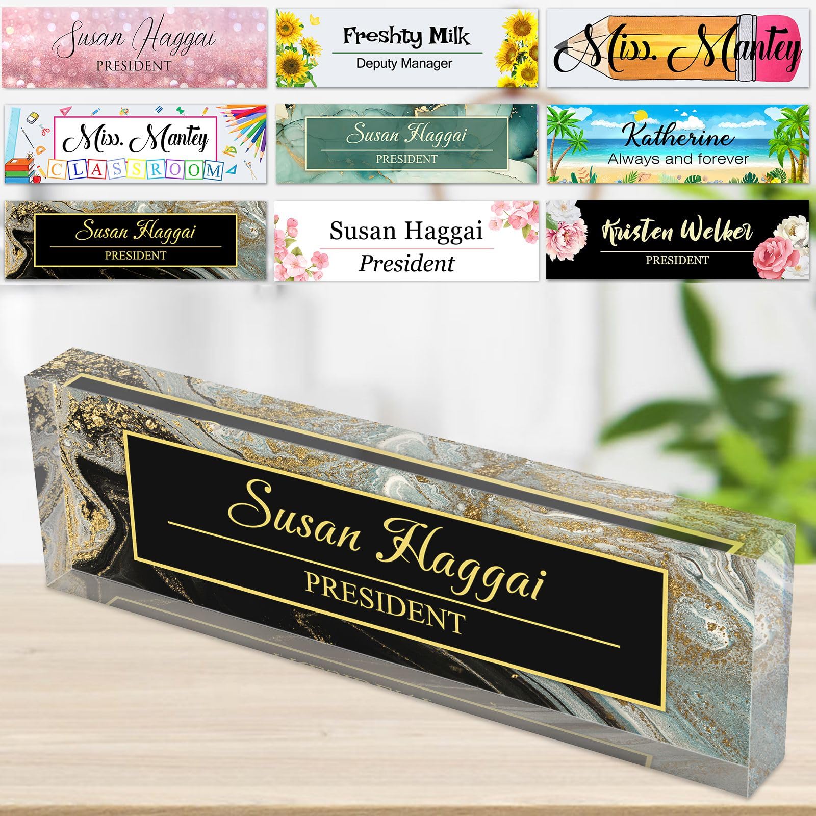 Acrylic Name Plate for Desk Personalised Custom Nameplates Bulk for Office Teacher Classroom Men Women Nurse Gifts