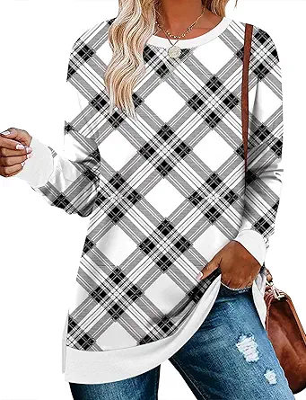 BETTE BOUTIK Women's Drop Long Sleeve Sweatshirts Casual Crewneck Tunic Tops Sweartshirts With Side Slits S-3XL