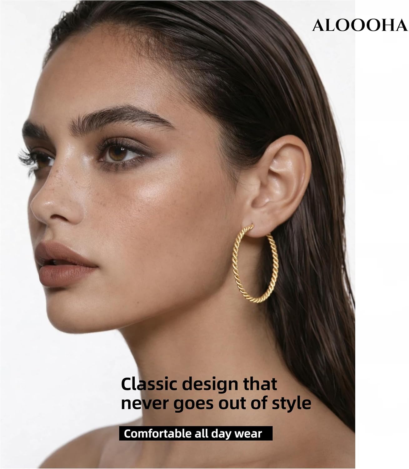 18K Gold Plated Twisted Hoop Earrings for Women, Twist Rope Gold Hoop Earrings with Hypoallergenic 925 Sterling Silver Post, Lightweight Comfortable for All-Day Wear, Ideal Gift for Her