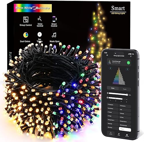 Brizled Luces de Navidad inteligentes, 98.4 pies, 300 luces LED de Navidad que cambian de color con aplicacióncontrol de voz, luz blanca cálida y disponible en Yaxa Colombia
