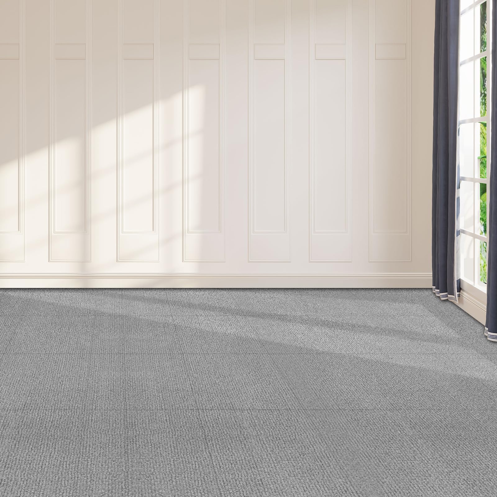Lot de 20 dalles de moquette autocollantes 50 x 50 cm - Tapis carré - Pour restaurants, chambres familiales, bureaux, etc - Gris clair