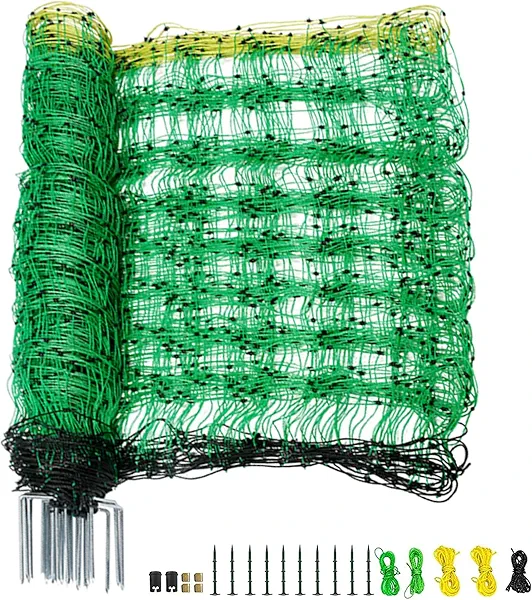 Electric Fencing Net, 35.4" H x 164' L, Portable Double Spikes Sheep Netting Fence for Dogs, Hog, Deer, Used in Backyards, Farms and Ranches