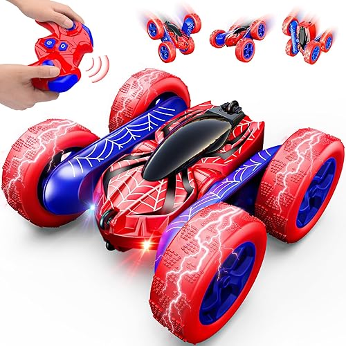 Miniatura 9 de Auto de control remoto de araña, doble cara giratoria de 360 4WD RC Cars para niños de 3 a 12 años de edad 2.4 GHz eléctrico recargable carreras