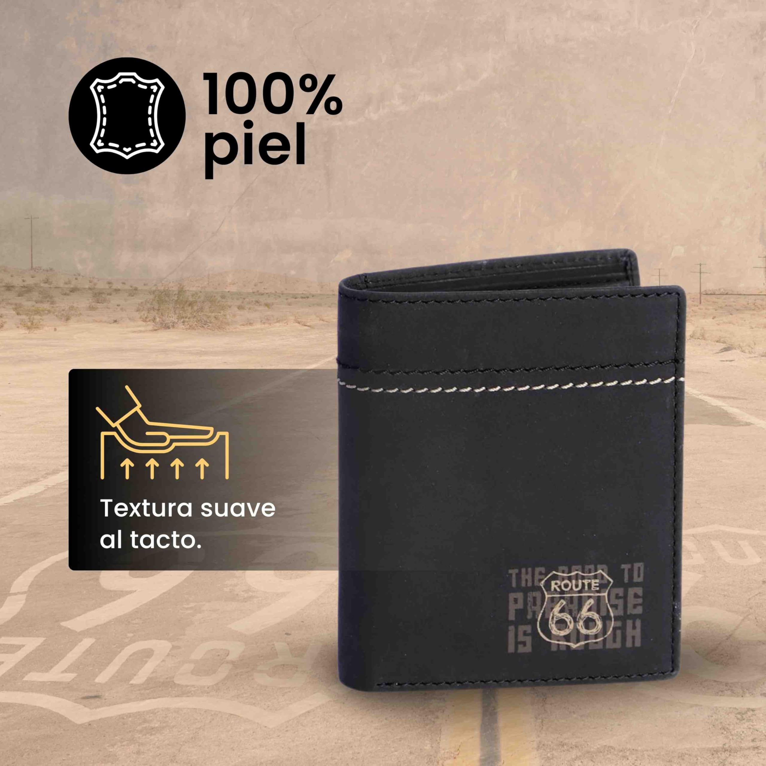 ROUTE 66 - Portafogli uomo - Portafoglio uomo con borsetta- portafoglio porta carte uomo - Portafoglio pelle uomo con RFID ideale come regalo per gli uomini - Portafoglio uomo pelle, Michele, Nero