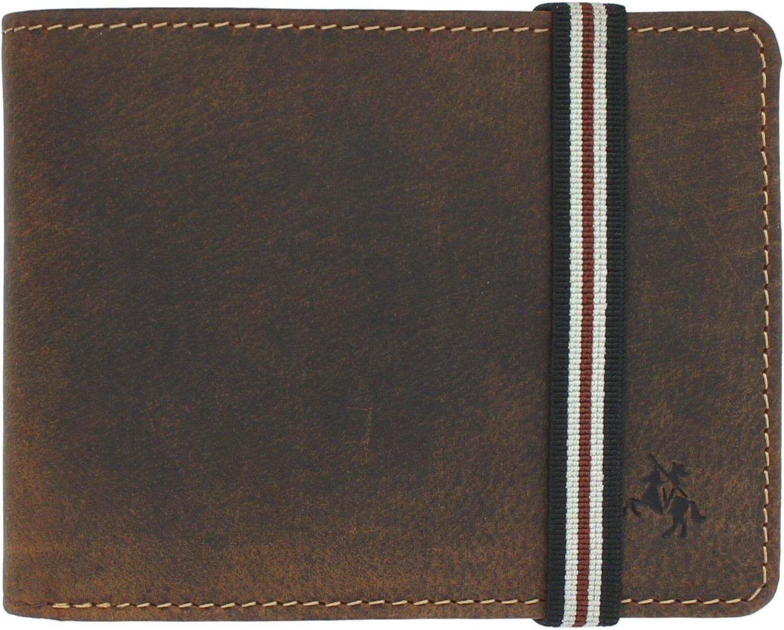 Leather Wallet with Elastic Closure RFID Blocking and Tap and Go BN3, Oil Tan, One Size, Modern