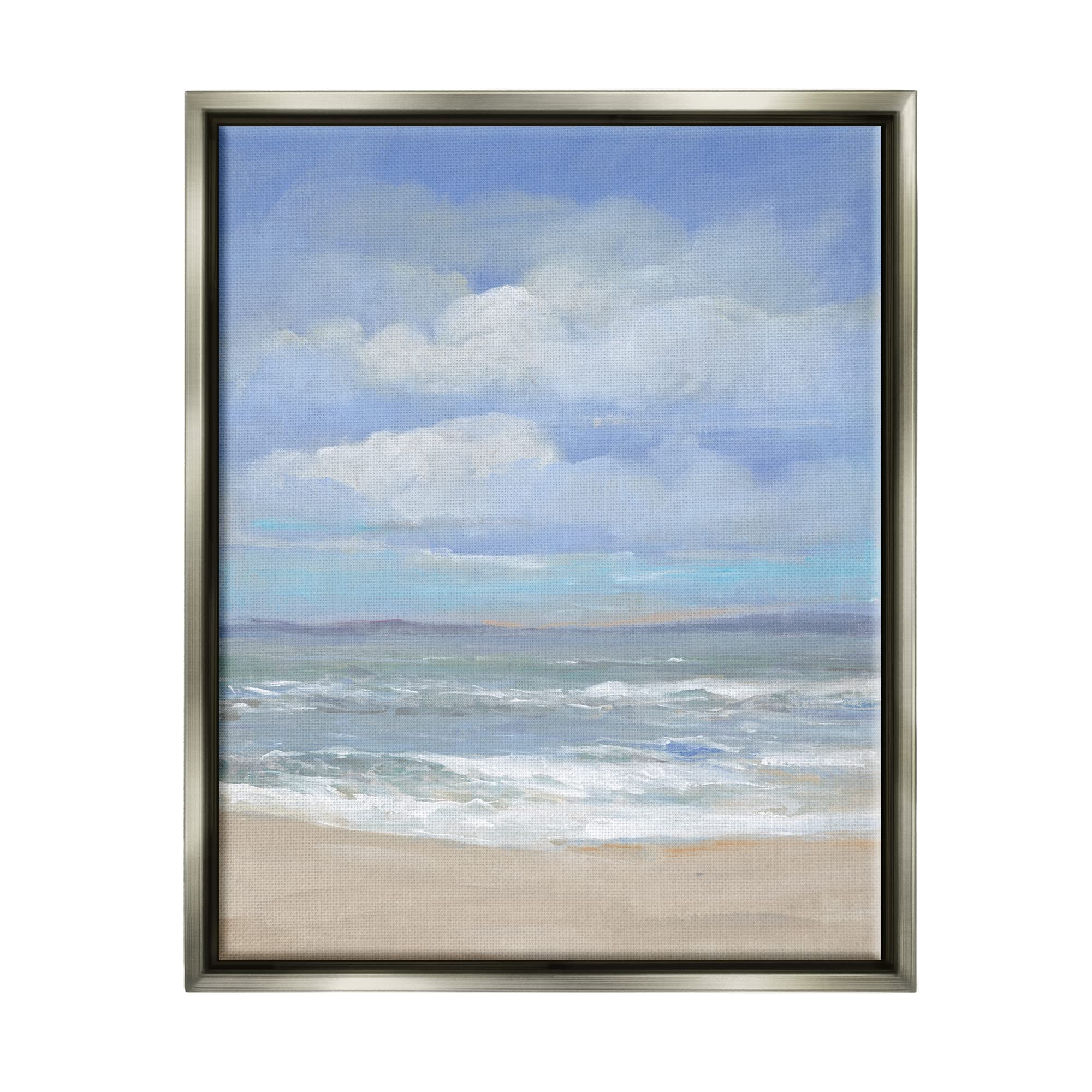Stupell IndustriesCloudy Ocean Bay Shoreline Framed Floater Canvas Wall Art, Design by Tim OToole