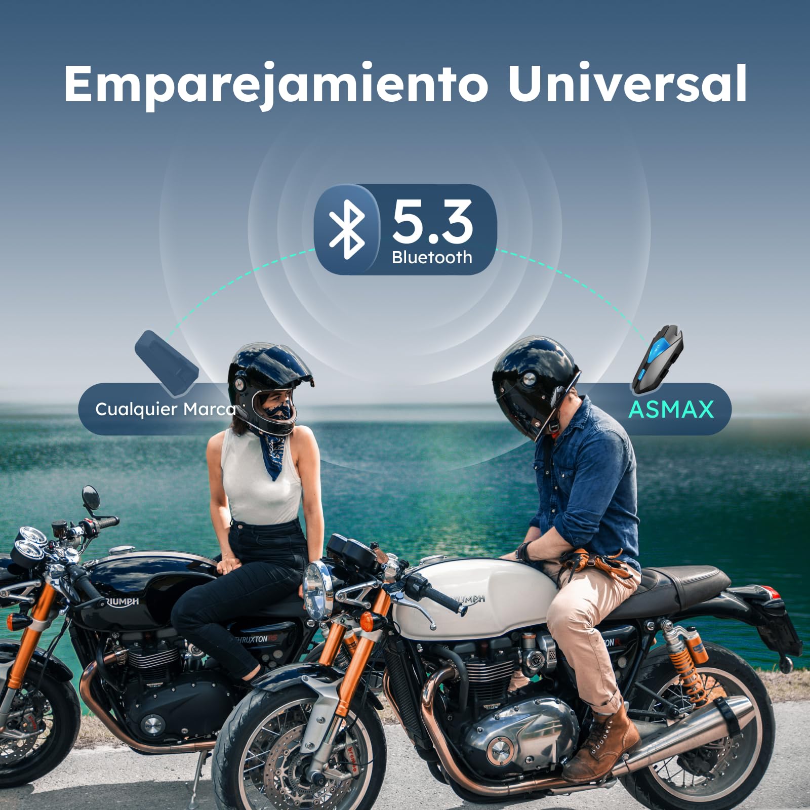 ASMAX Z1 Intercomunicador Casco Moto Bluetooth, 10 Motociclistas Mesh Intercom, Control de Voz, 42 min Carga Rápida/Montaje magnético/Cancelación de Ruido/Emparejamiento Universal, IP67, Individual