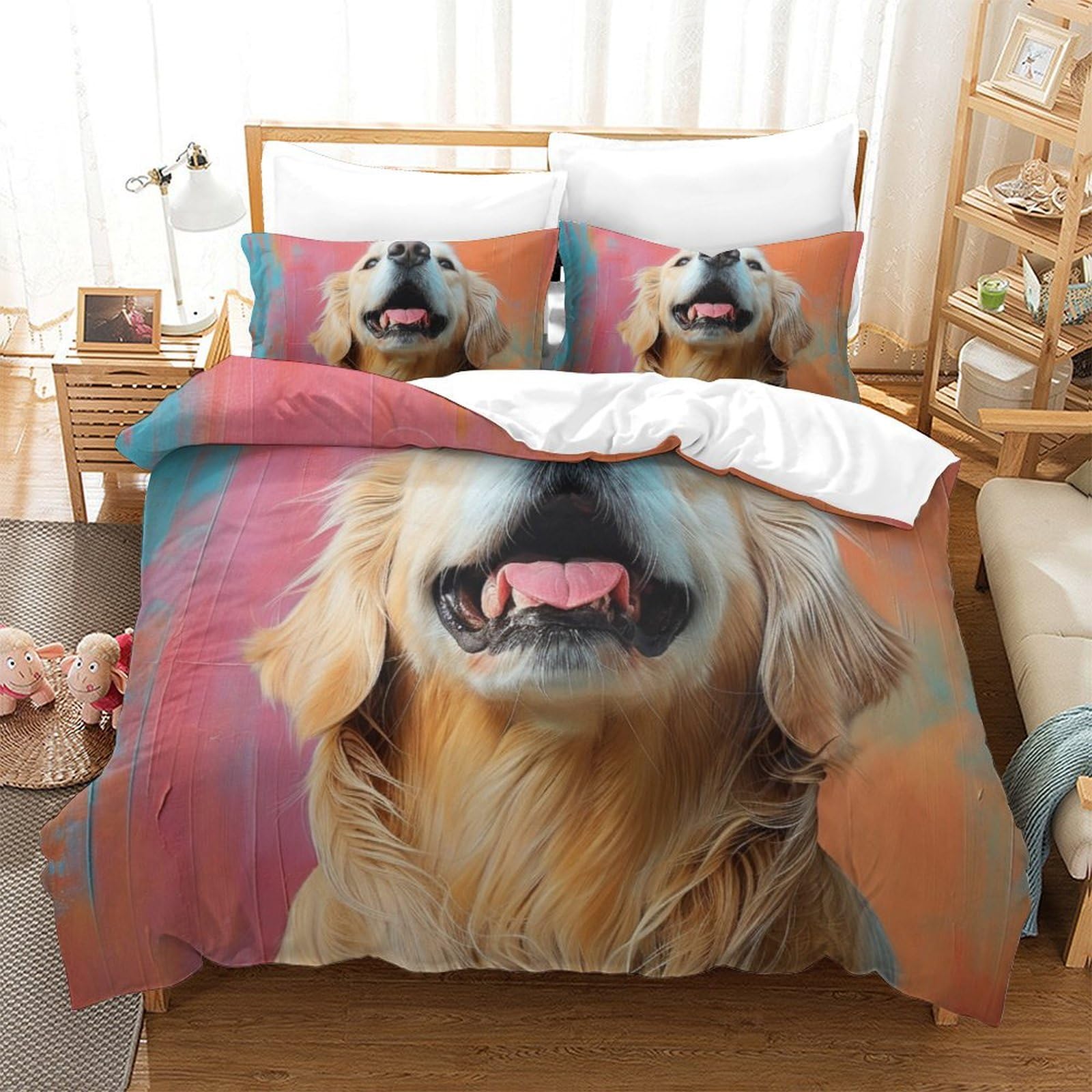 Literie Golden Retriever cadeau idéal ado housse couette 260x220