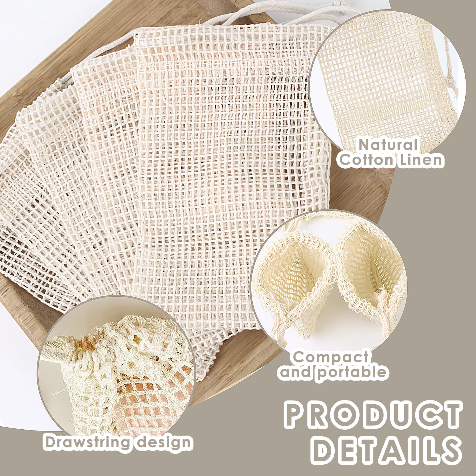 PHOGARY Sacchetto di Sapone Sisal (5-Pack) per Scarti e Salva Saponi