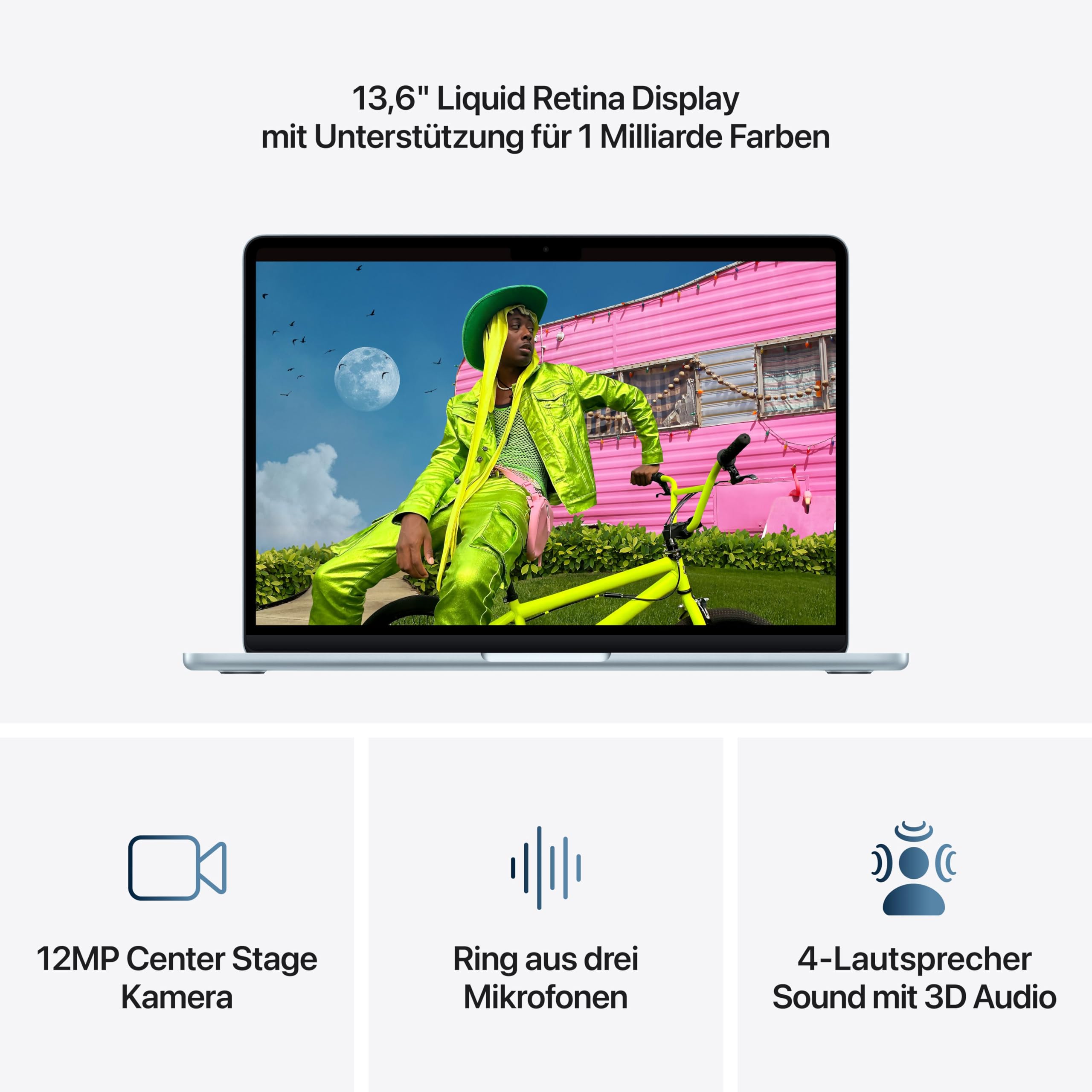 Apple 13" MacBook Air Laptop, M5 Chip mit 10‑Core CPU und 8‑Core GPU: Entwickelt für KI, 13,6" Liquid Retina Display, 16 GB gemeinsamer Arbeitsspeicher, 512 GB SSD, Touch ID, WLAN 7; Himmelblau