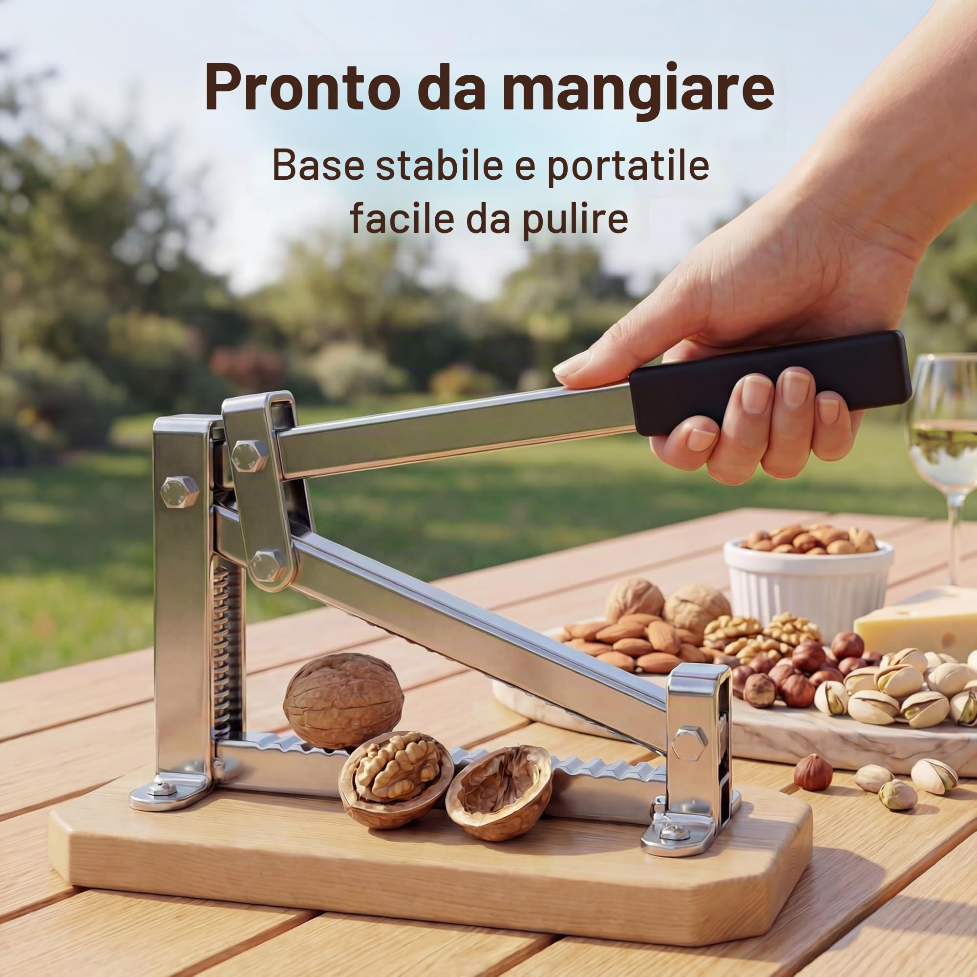 Pelamatic - Schiaccianoci Manuale in Ferro e Legno | Adatto a Noci, Mandorle, Pistacchi | Resistente e Regolabile | Rompi Mandorle | Design Compatto | Eleganza Rustica, Ferro Legno