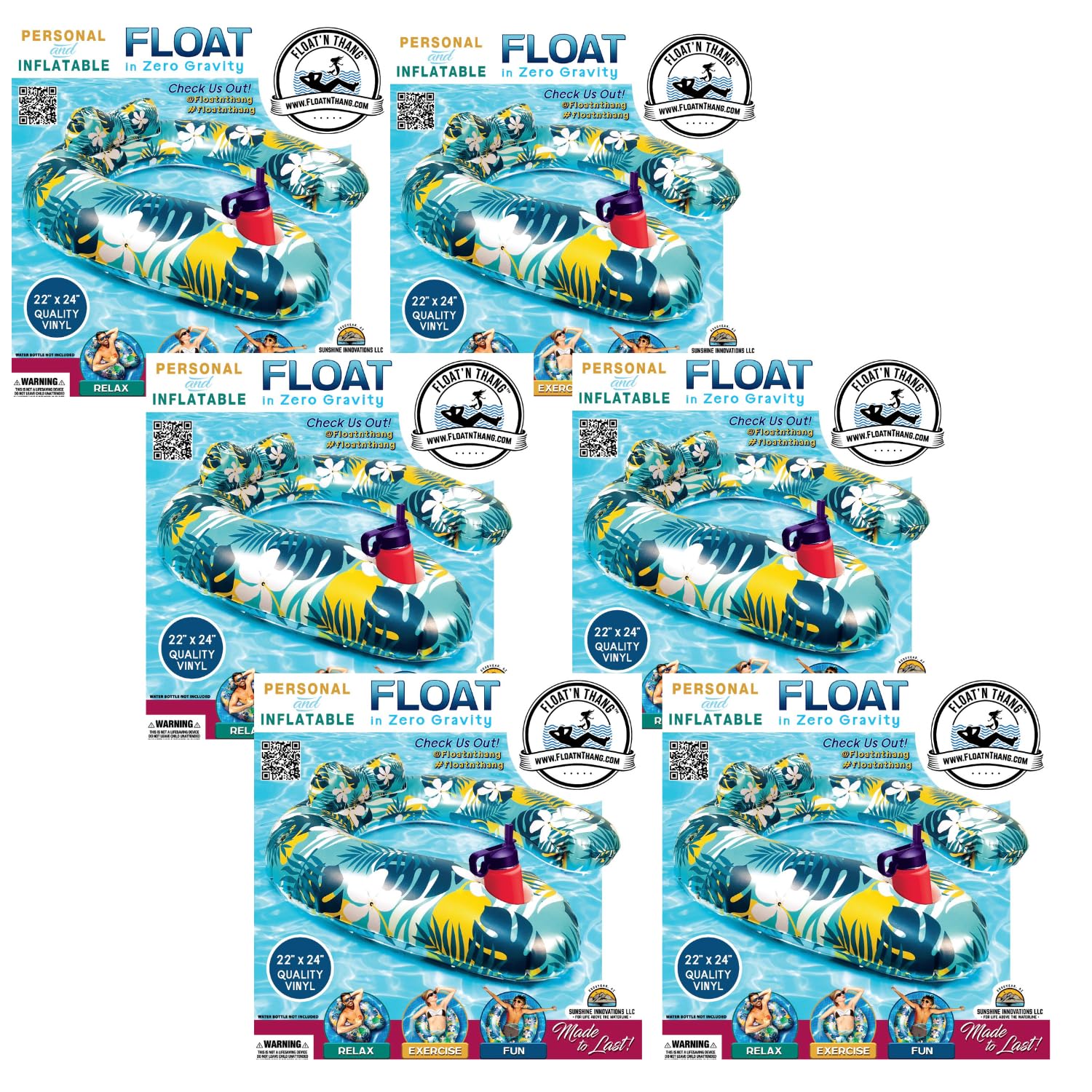 Float’n Thang Luxury Pool Floating Device, Boating and Paddle Board Accessory - Perfect for Lounging in The Swimming Pool/Lake/Beach, Zero Gravity (6 Pack)