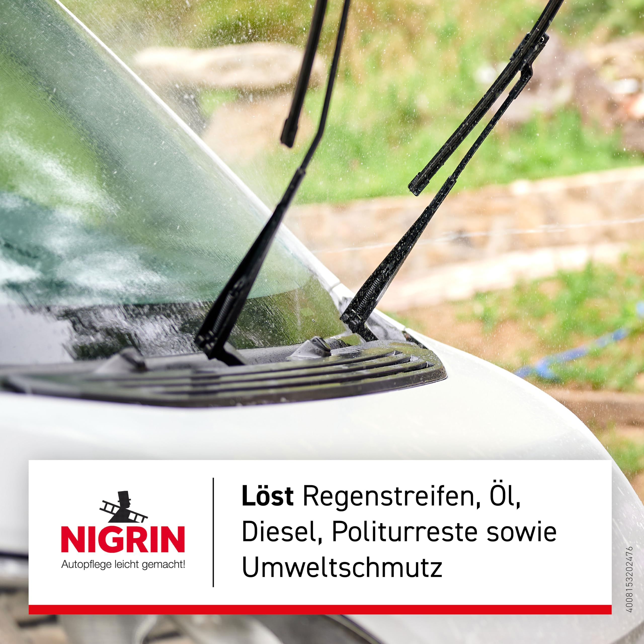NIGRIN Caravan - Eliminador de tiras de lluvia para superficies de pintura y plástico y suelos, 750 ml