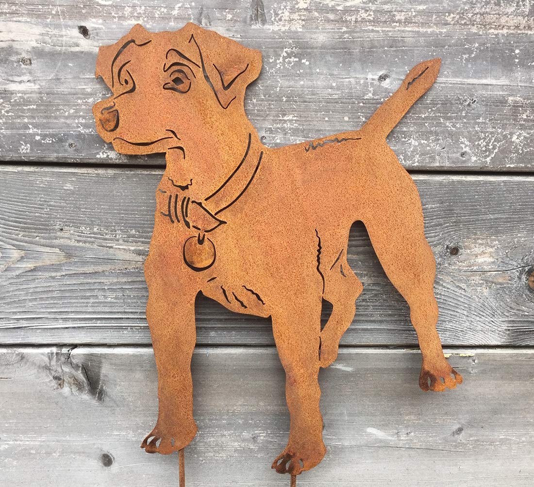 Hund Jack Russell Terrier 50x38cm Gartenstecker Edelrost Rost Metall