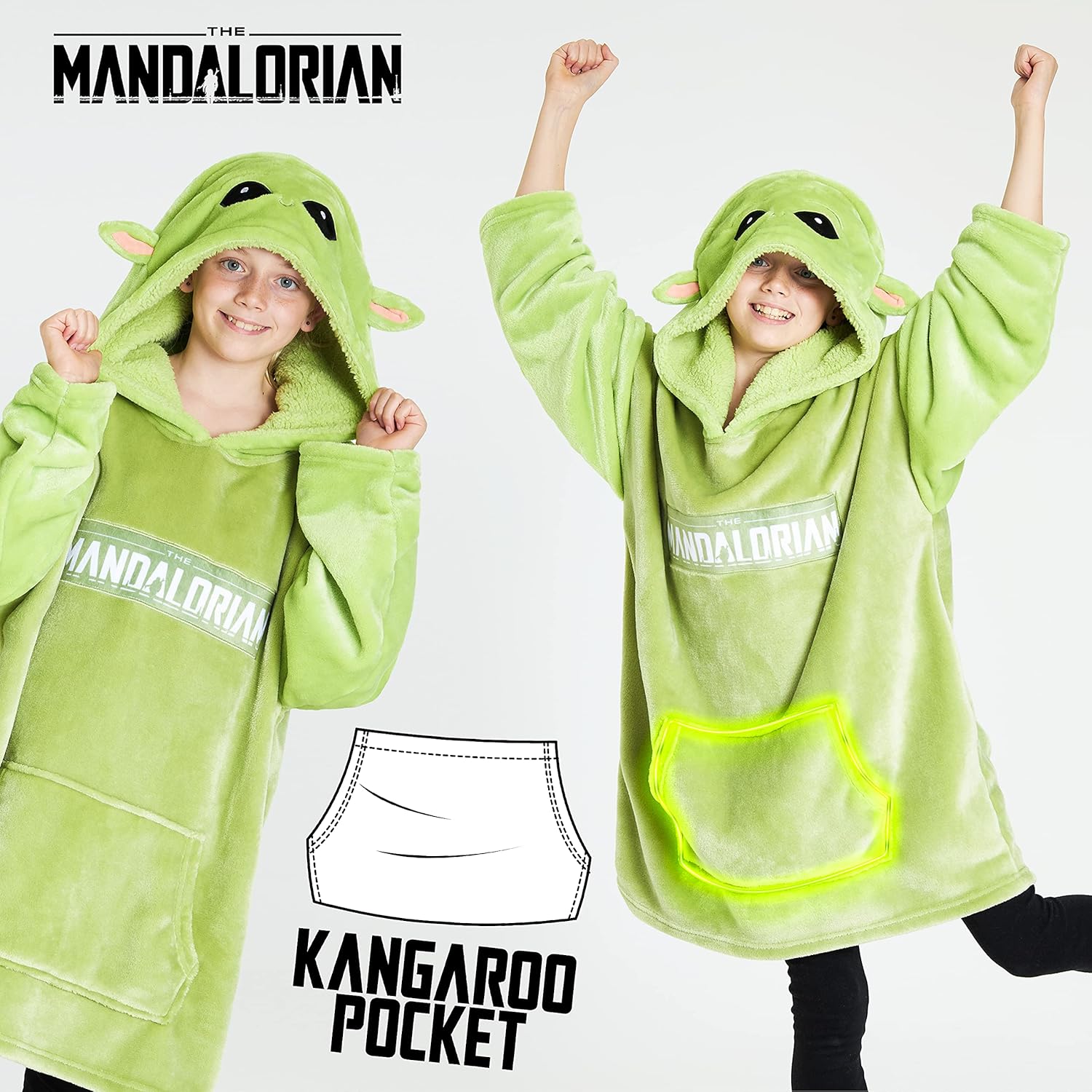 Disney The Mandalorian Blanket Hoodie for Kids, Teens, Baby Yoda Sherpa Hooded Blanket Sweatshirt, Gifts for Kids - Image 5
