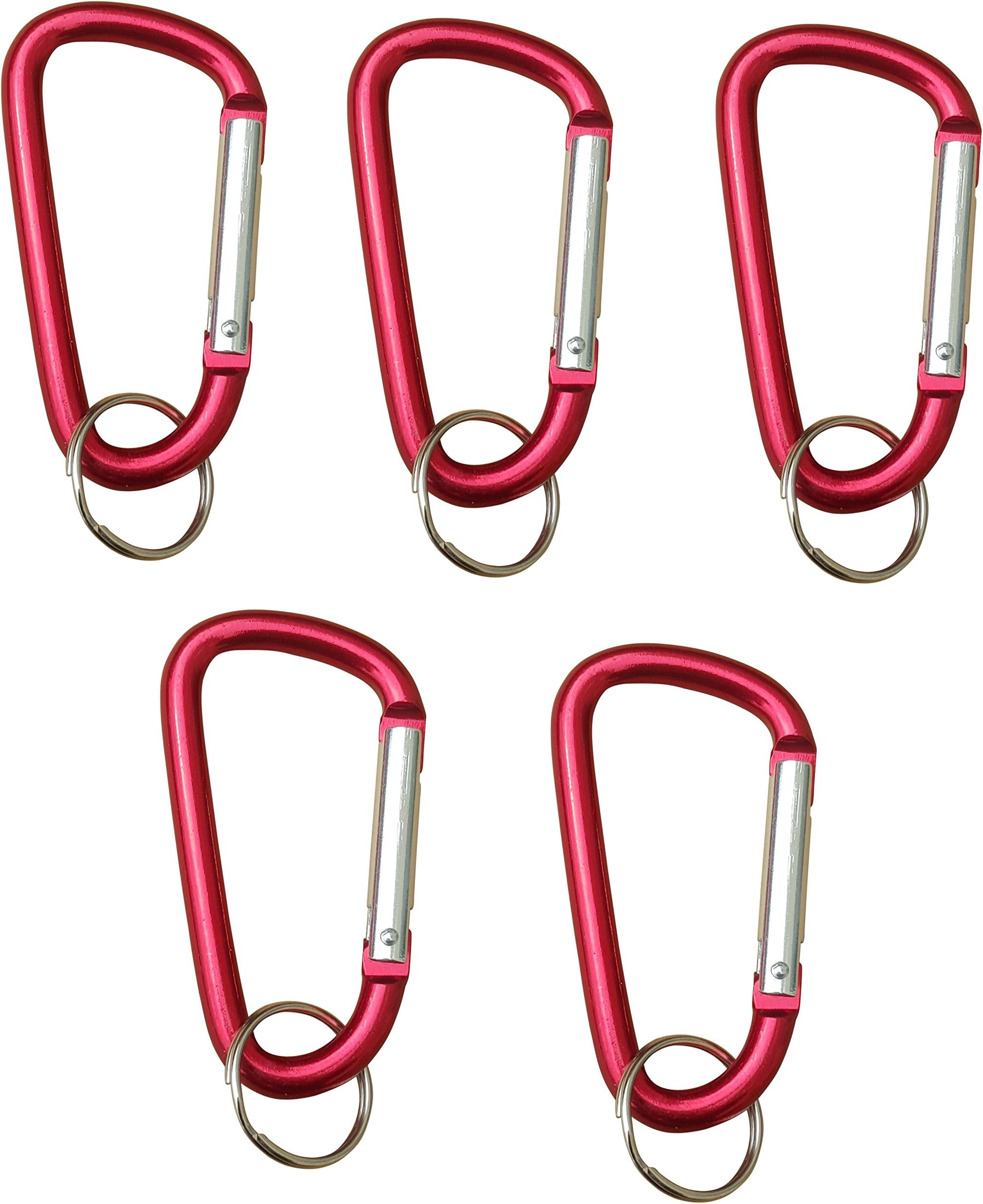 CTE 3 Inch Aluminum D Shaped Carabiners 5 Pack (Red)