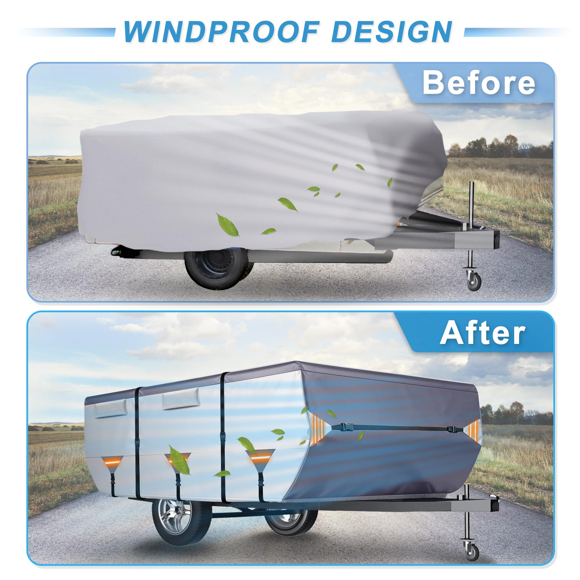 X AUTOHAUX Copertura pieghevole per camper da 4,3 m a 4,9 m, copertura per rimorchio da viaggio per l'inverno, resistente, rivestimento in poliuretano Oxford, impermeabile, anti-UV, resistente agli