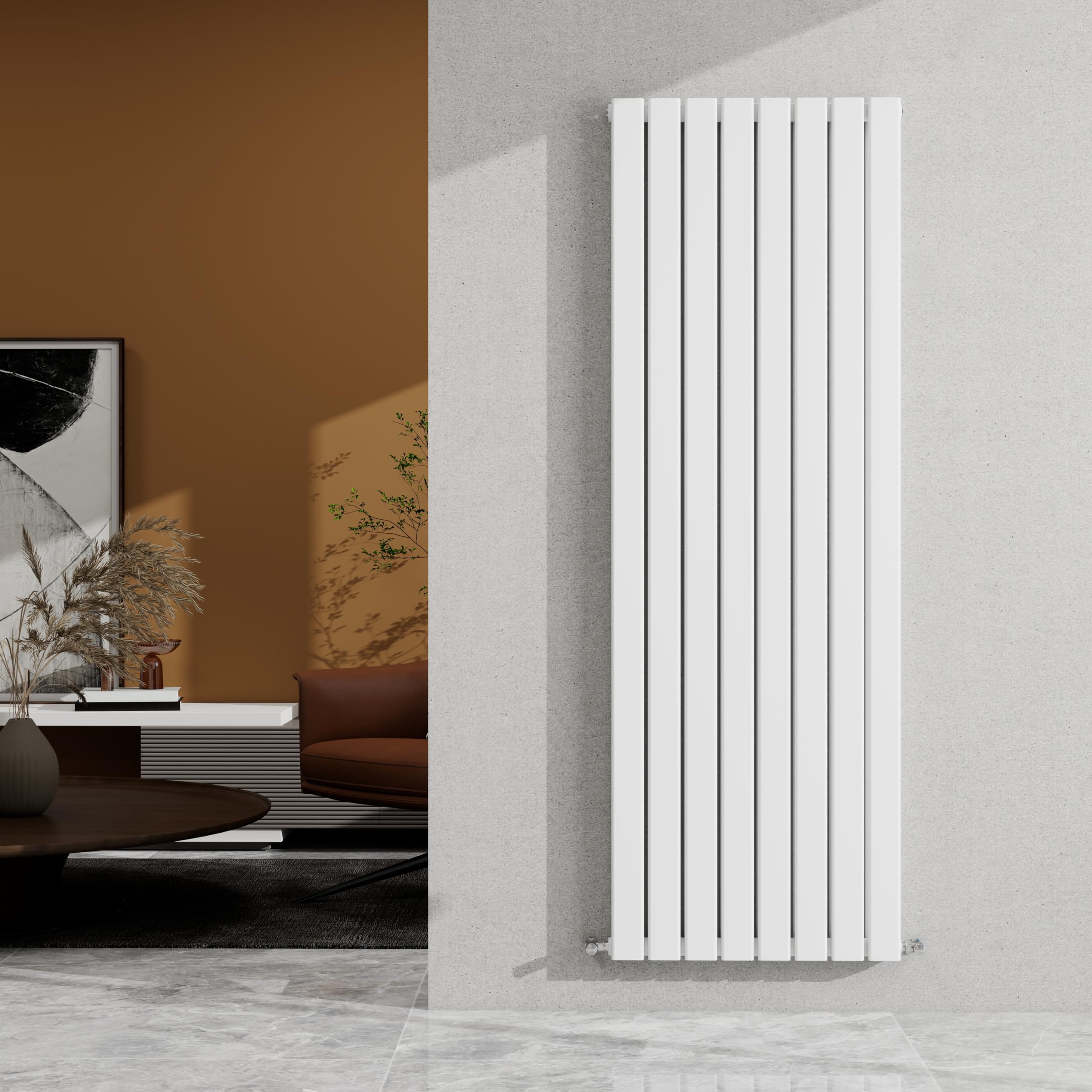 SKY Bathroom 1600×544mm White Vertical Designer Radiator Double Panel Modern Central Heating Flat Panel Rad 5416 BTU