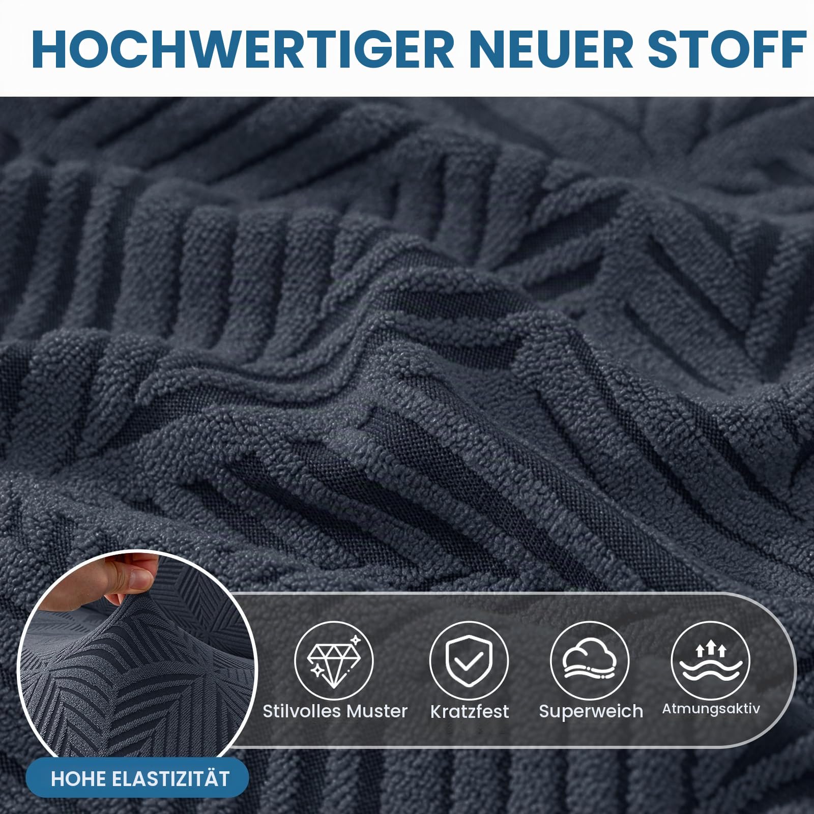 Ystyle Universal Sofa Überzug 3 Sitzer mit Armlehne, Dunkel Grau | Weicher Stretch Sofabezug, Couchbezug Kratzfest Rutschfest, Strecken Sofaüberwürfe, Sofaschoner Waschbar für Wohnzimmer