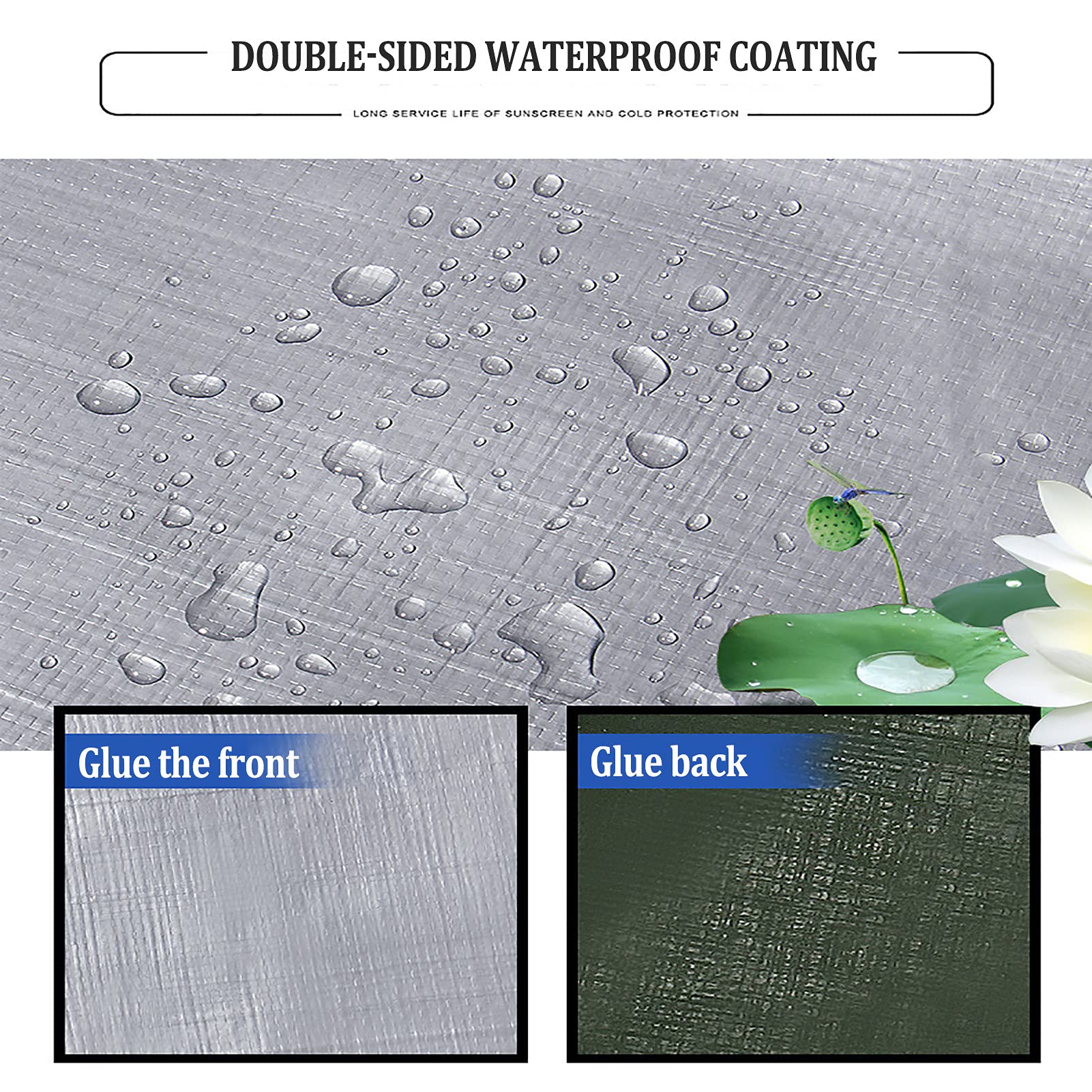 Bâche résistante 160GSM, bâche imperméable avec des Oeillets, Feuille de bâche protectrice Jardin pour des Meubles Jardin pêche Camping en Plein air,Argent,8x8m/26.24x26.24ft