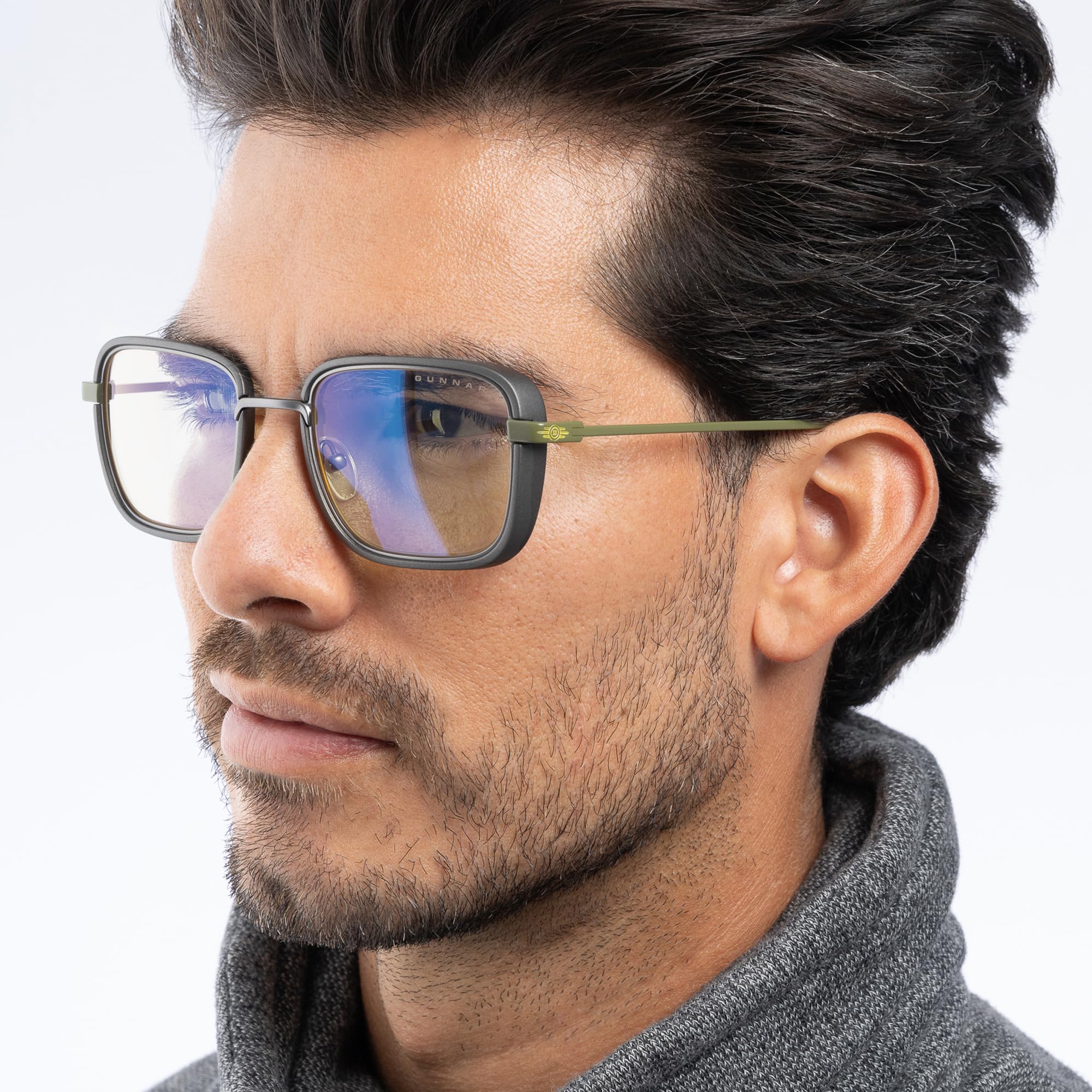 Gunnar Occhiali da gioco e per computer-Fallout Vault 33-Colore montatura: Gunmetal-Olive-Occhiali bloccanti la luce blu