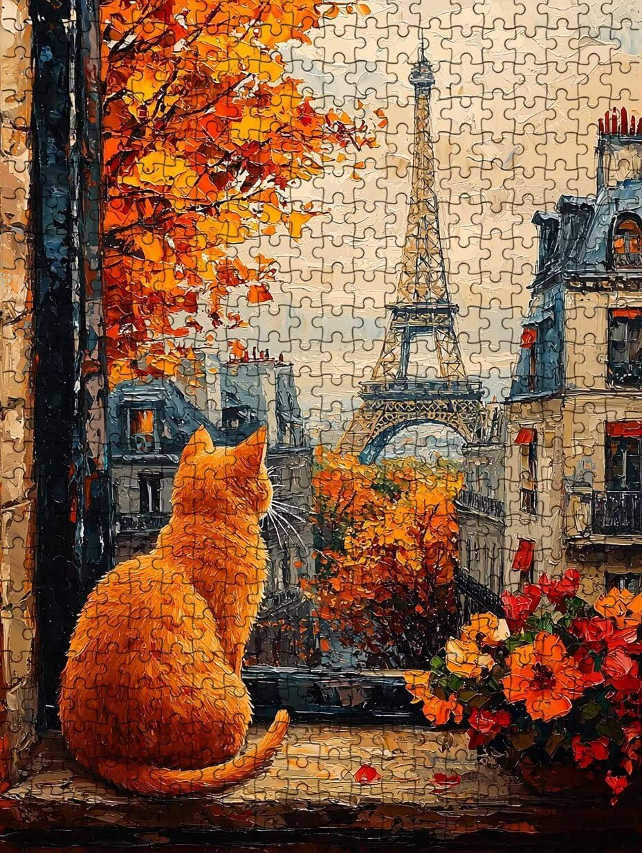 Puzzle 5000 Teile, Pariser Turm Katze Puzzle Erwachsene 5000, Klassische Puzzles, Geschicklichkeitsspiel, Puzzlespiele für Die Ganze Familie, Mit Verpackung, Dekoration Puzzles Geschenke BXHZW3-15