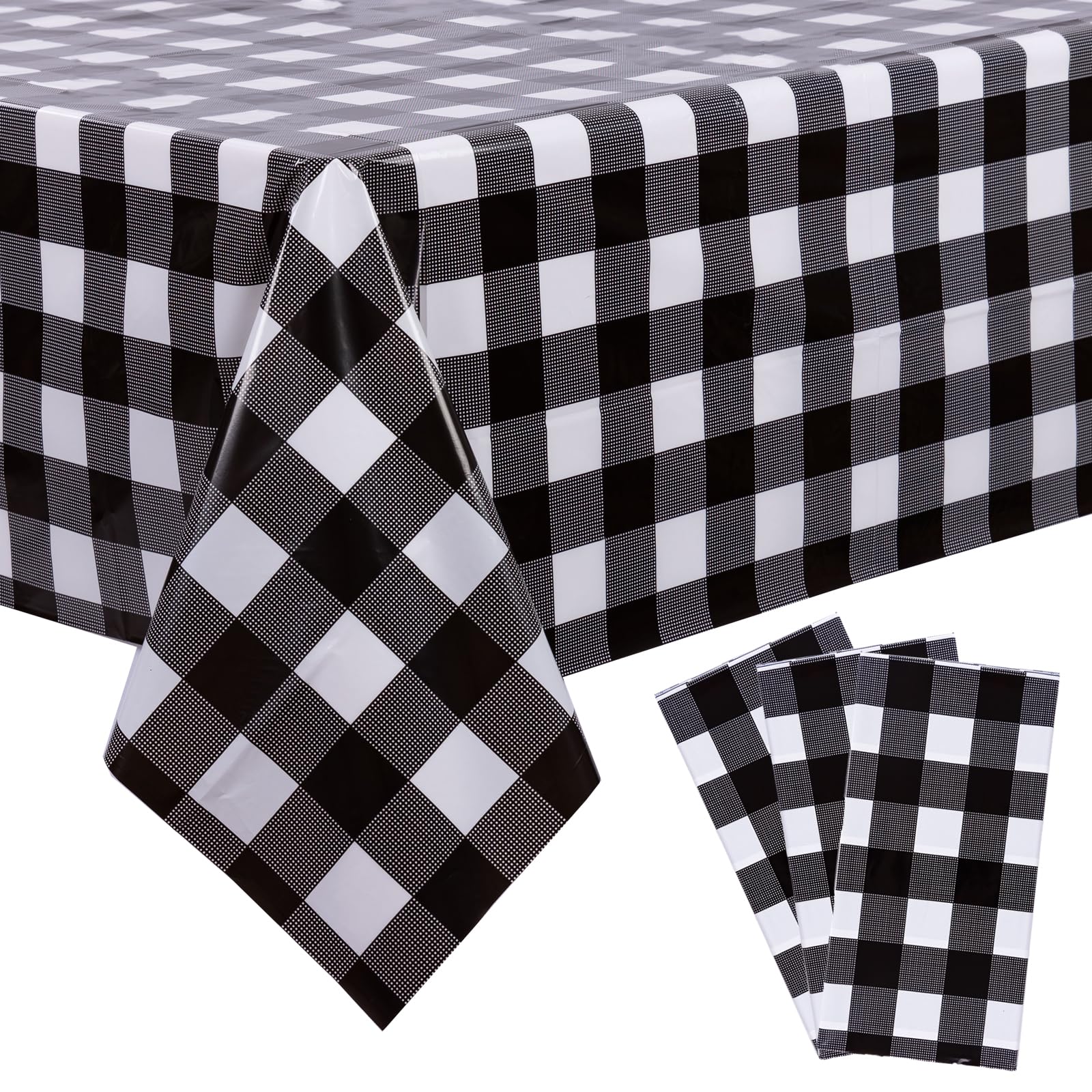 Kesfey 3 Packs Black Gingham Tablecloths 54 x 108 inch - tablecloths | Mubboo