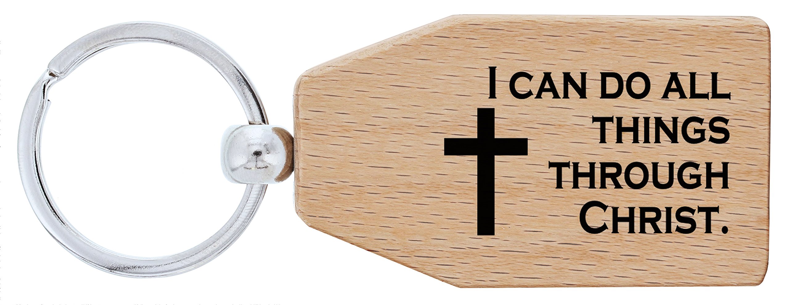 Christian Gifts I Can Do All Things Through Christ Wood Keychain Key Tag Christian Gifts for Kids Teens