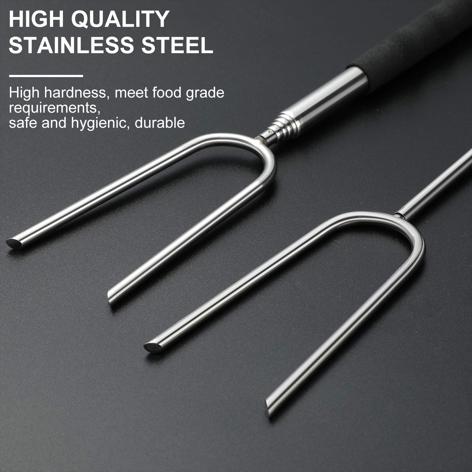 Homealexa Horquillas para Barbacoa de 6 Piezas, Brochetas Telescópicas de Acero Inoxidable, Palos para Asar Malvavisco de 85 cm Adecuado para Barbacoa, Hoguera, Camping, Picnic, Fiesta