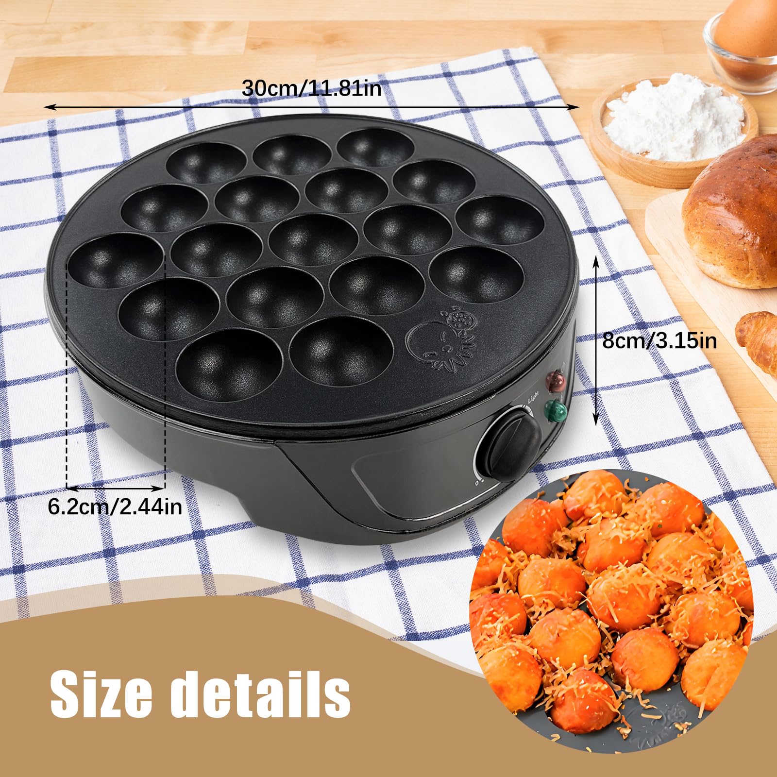 Takoyaki Maker 750W 18 fori Antiaderente 220-240V Macchina per Palline di Polpo Giapponesi