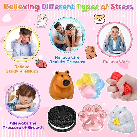 Taba Squishy, 6 Pcs Squishy Toys for Kids, Fufu Squishy Fidget Toys for Adults Anxiety Relief, Stress Relief Toys for Decompression Birthday Novelty Gift