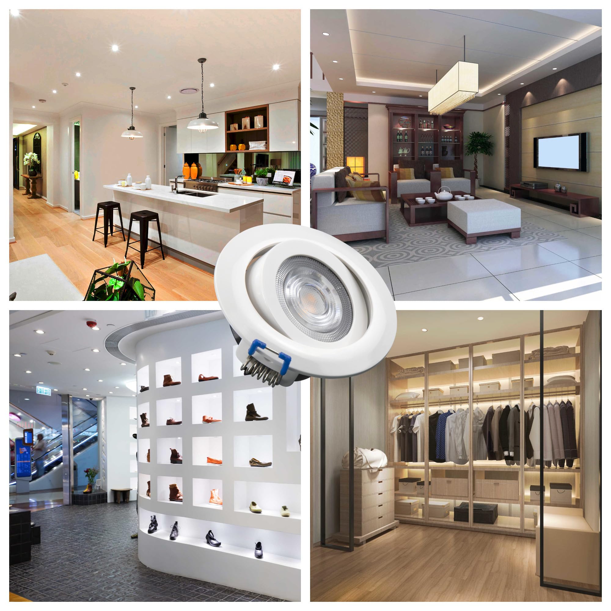 Sigmaled lighting, 6 Faretti Led da Incasso per Cartongesso, 5W Dimmerabili 450lm, Spot a Luce Naturale 4000K, Cucina, Casa, Faretti Led Soffitto per Interno, 220V-240V AC, Faretto con Foro Ø70-80mm