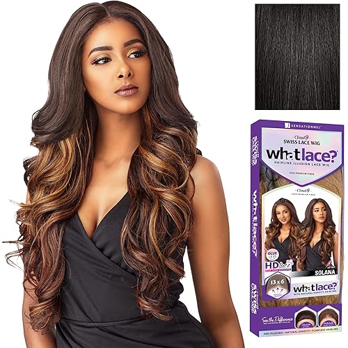 Sensationnel What Lace 13X6 Wigs - Solana Lacefrontal Hand Tied Glueless Synthetic With Natural Density Preplucked Hairline (1B OFFBLACK)