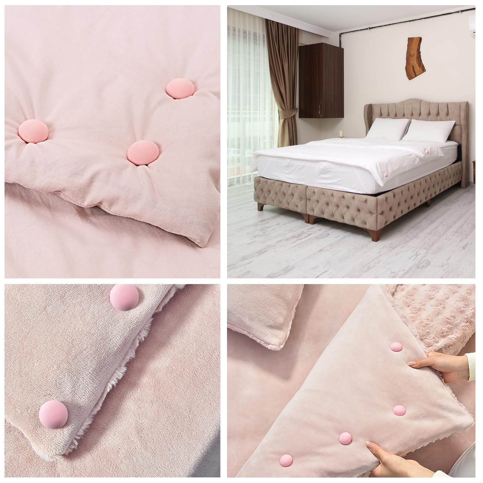 16 clips de edredón, clips de soporte de ropa de cama, clips de fijación redondos de hongo para edredones finos y gruesos, mantas, sábanas, faldas de cama, zapatillas, almohadas, toallas, cortinas, 4