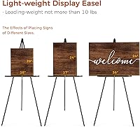 Vista 2 de VISWIN Caballete Negro de 63" para Letreros de Boda, Caballete de Exhibición de Madera Ajustable con Soporte, Caballete de Piso Trípode para Tablero