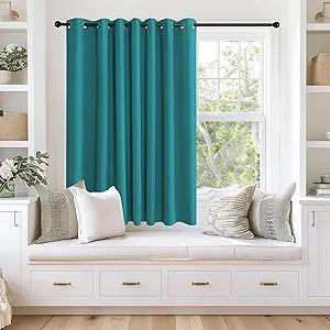 NICETOWN Blackout Curtains 63 inches Long for Living Room Bedroom, Grommet Thermal Insulated Room Divider Drape Window Treatment for Sliding Patio Door, W100 x L63, 1 Panel, Peacock Teal