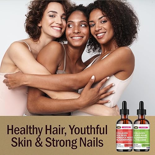 Miniatura 5 de Collagen Mojo Péptidos de colágeno líquido con musgo marino, raíz de bardana y vejiga + péptidos de colágeno líquido con hongo melena de león, saúco