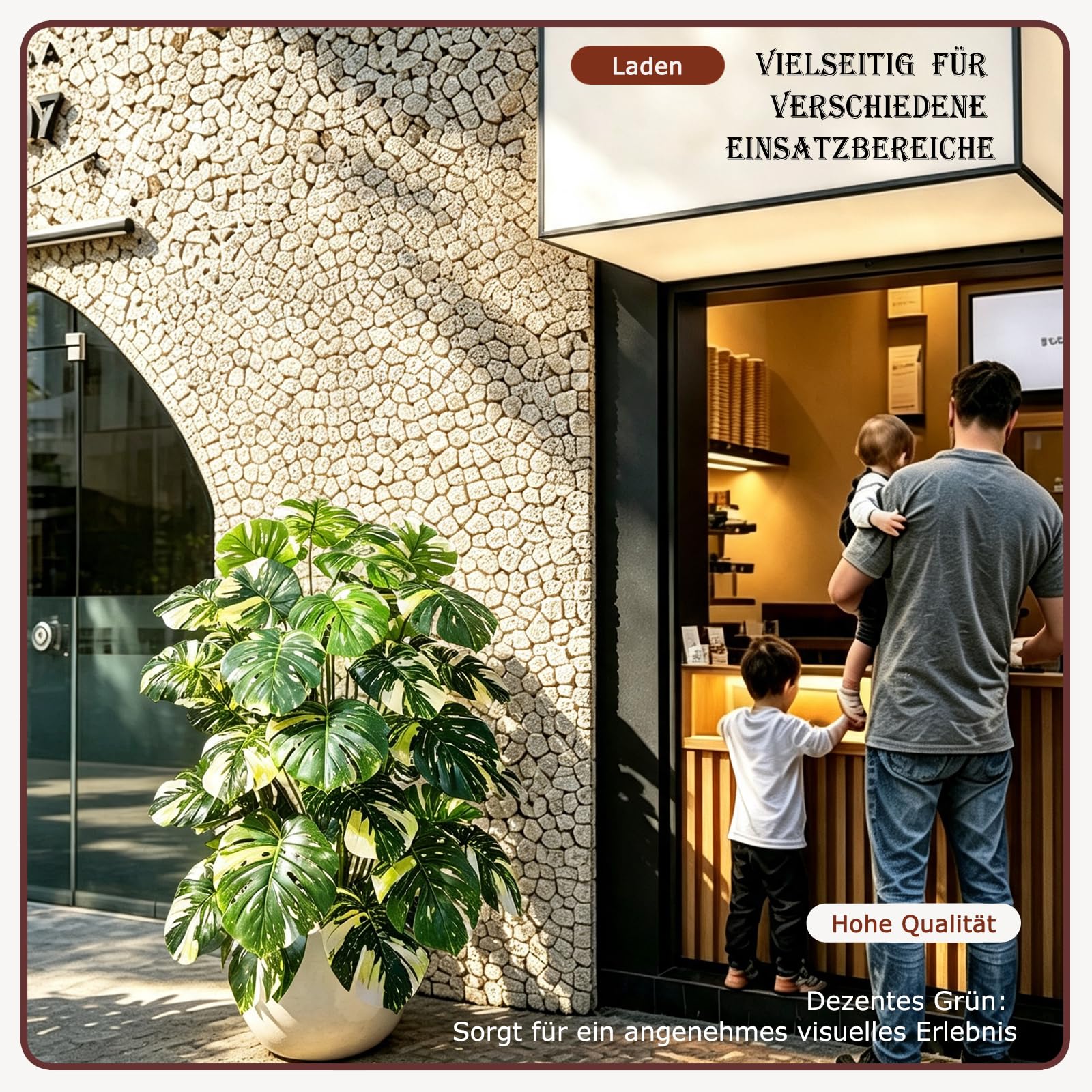Monstera panaché Artificiel, 130 cm, 36 Feuilles, Fausse Plante | Grande Plante Artificielle Tropicale Sans Entretien, Déco Intérieure Extérieure : Salon, Balcon, Bureaux, Espaces Commerciaux