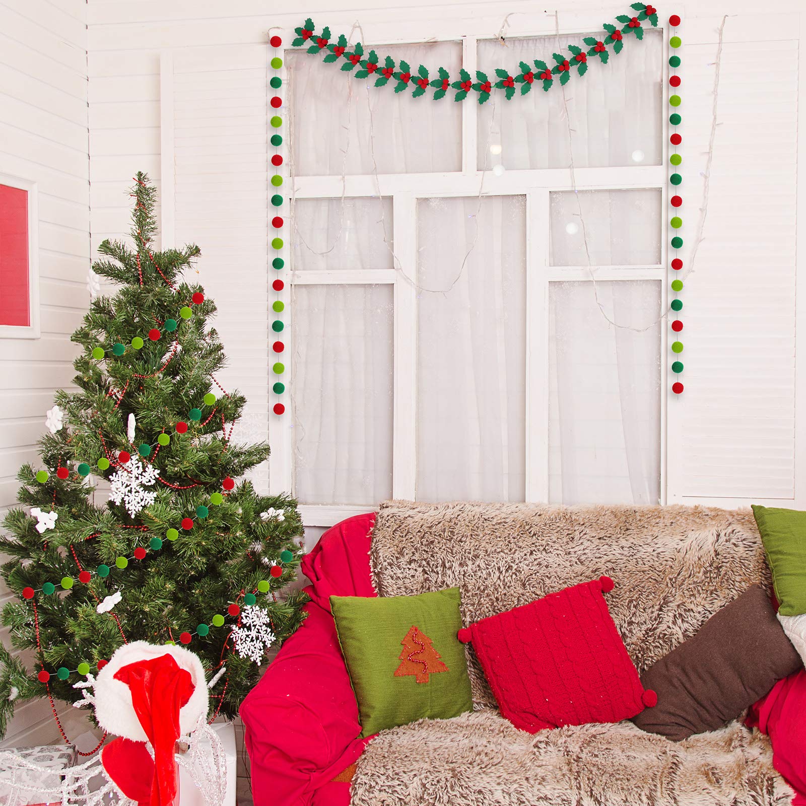 Guirlande De Noël En Feutre Faite Main : Banderole Des Fêtes, Décoration De Fête - France