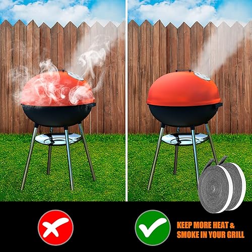 Miniatura 4 de Sellos de juntas de ahumador de 15 pies, 12 "x 18" de alta temperatura para parrilla de repuesto de fieltro autoadhesivo, cinta de juntas de
