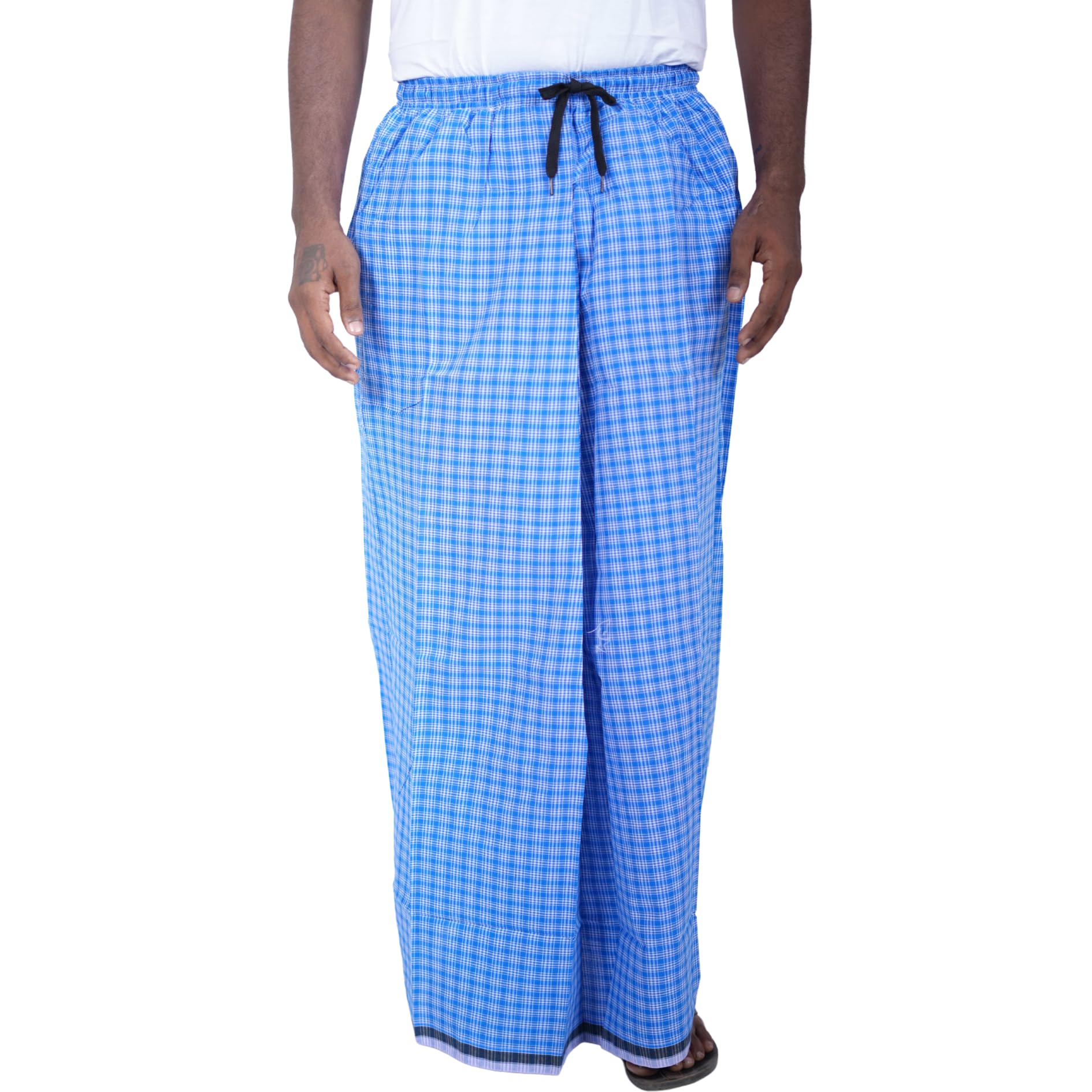 ELASTIC PREMIUM COTTON LUNGI WITH SIDE POCKET | SOFT BREATHABLE CHECKED LUNGI FOR MENS |-image-13
