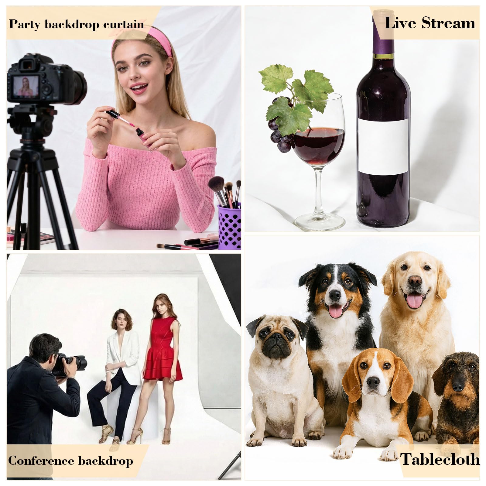 3 * 6M Fondos para Fotografia, Fondo Blanco Fotografia, Viene con 4 Clips y una Bolsa de Almacenamiento, Adecuado para Estudios de Fotografía, Sistemas de Fondo Video, Fotografía de Moda