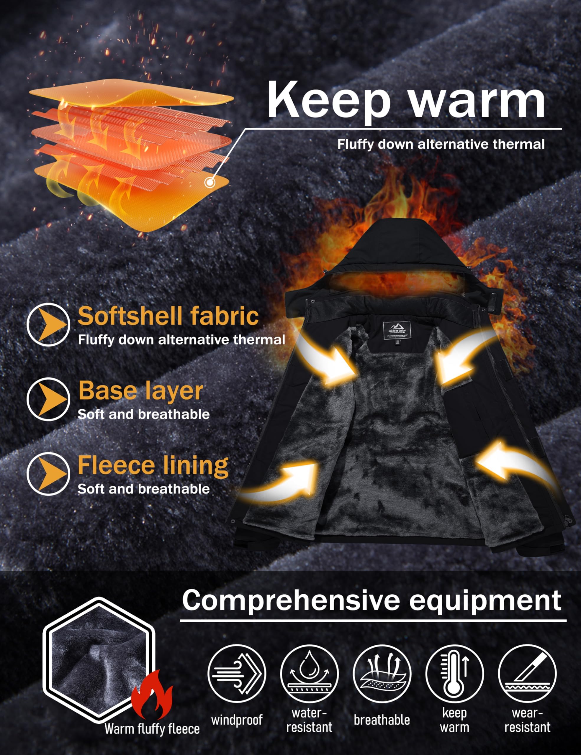 MAGCOMSEN Cappotto invernale da uomo con cappuccio impermeabile Giacche sci montagna antivento lavoro