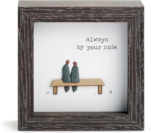 Demdaco Always By Your Side Dark Woodgrain - Caja de sombra de madera y cristal (4 x 4 pulgadas)