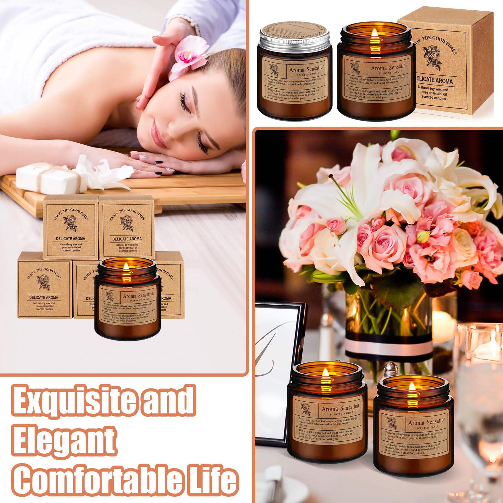 MTLEE Set regalo da 36 candele profumate per la casa, candele profumate per aromaterapia a lunga durata, per compleanno, insegnante, Ringraziamento, anniversario (stile semplice)