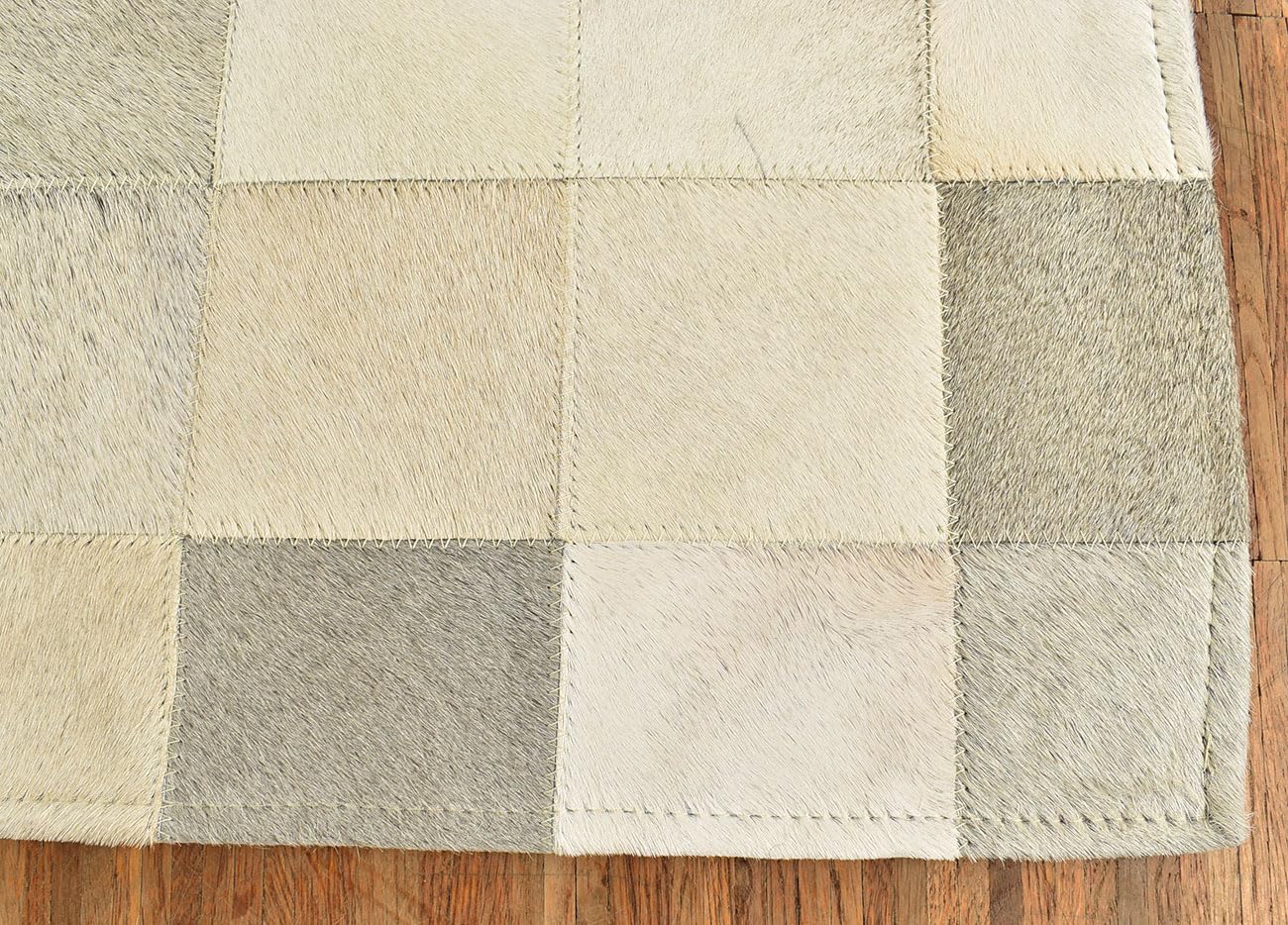 Kuhfelle Online & Nomad KUHFELL Teppich HELLGRAU BEIGE Natur Patchwork 120 x 180 cm Echtleder Fell Teppich (Hellgrau)