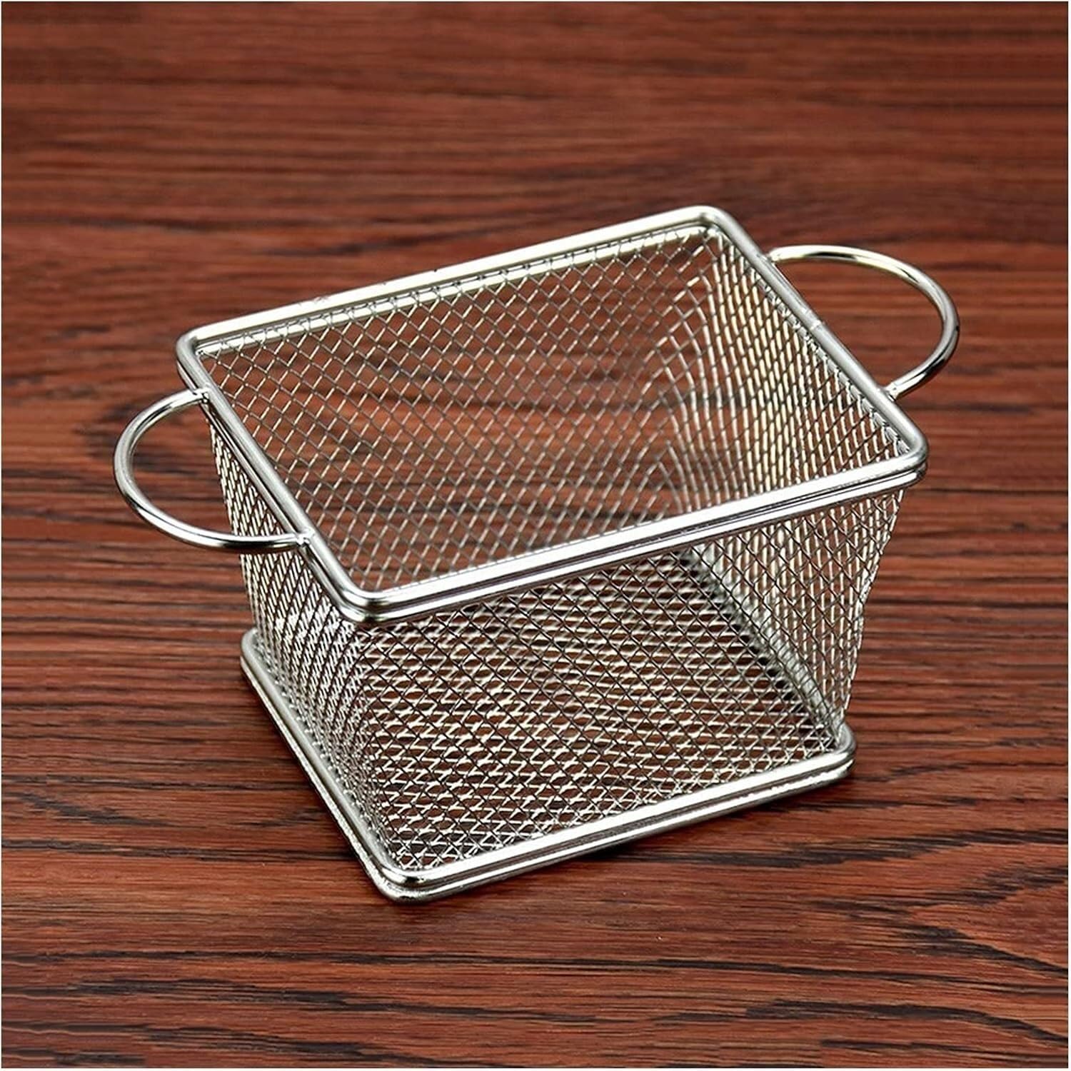 SDYdsgE chip basket， Mini Stainless Steel Fry Basket with Handle French Fries Desk Food Presentation Mesh Kitchen Cooking Tool