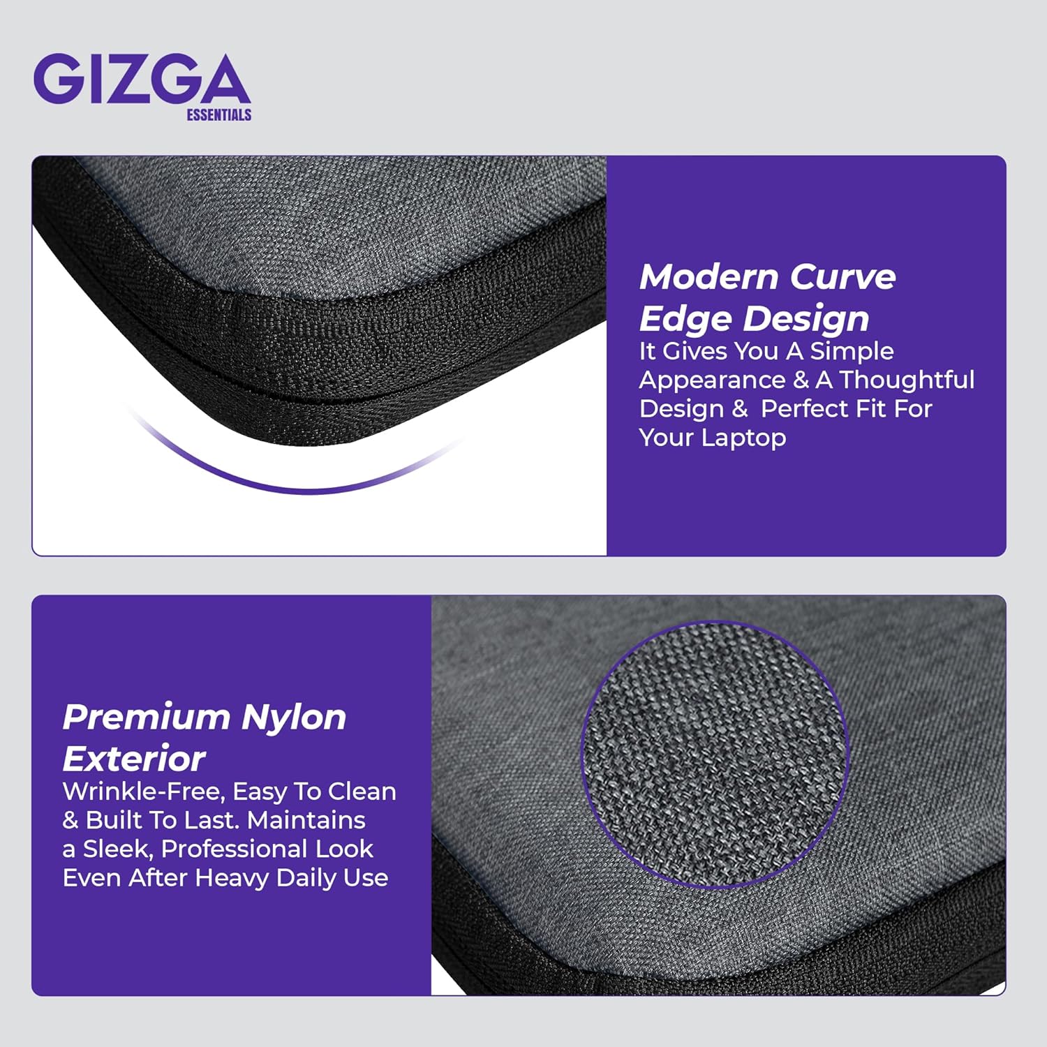 Gizga Essentials 13.3 Inch Laptop Sleeve Case Cover Pouch Bag with Handle & Front Pocket| Slim & Water-Resistant Nylon Fabric with Shockproof Foam Padding, Soft Lining & Premium Zipper Closure (Grey) 41 81kqW1R ZXL. SL1500