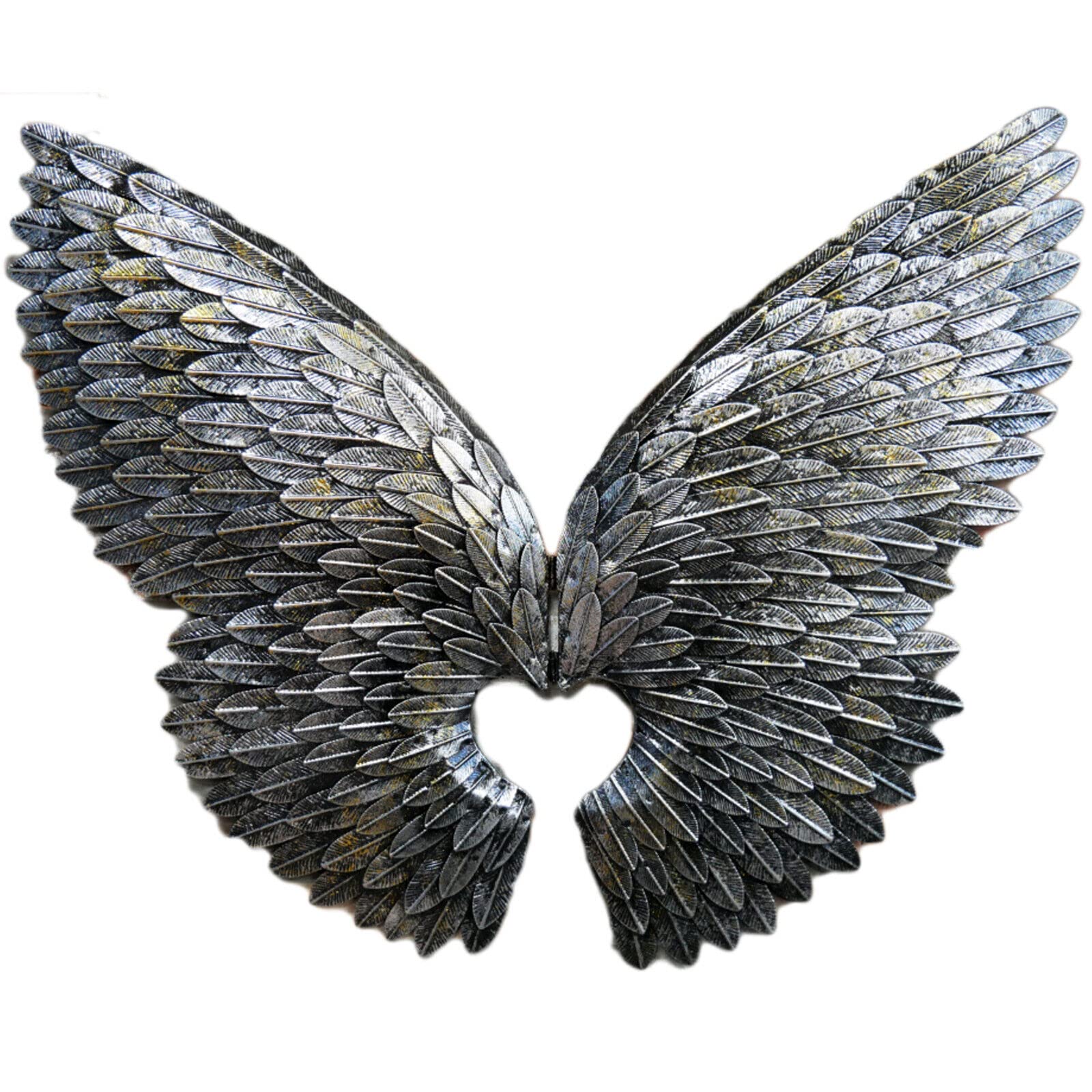Darthome Silver Angel Wings Wall Art Metal Extra Large Industrial Fairy Decor Sculpture 90Cm X 75Cm