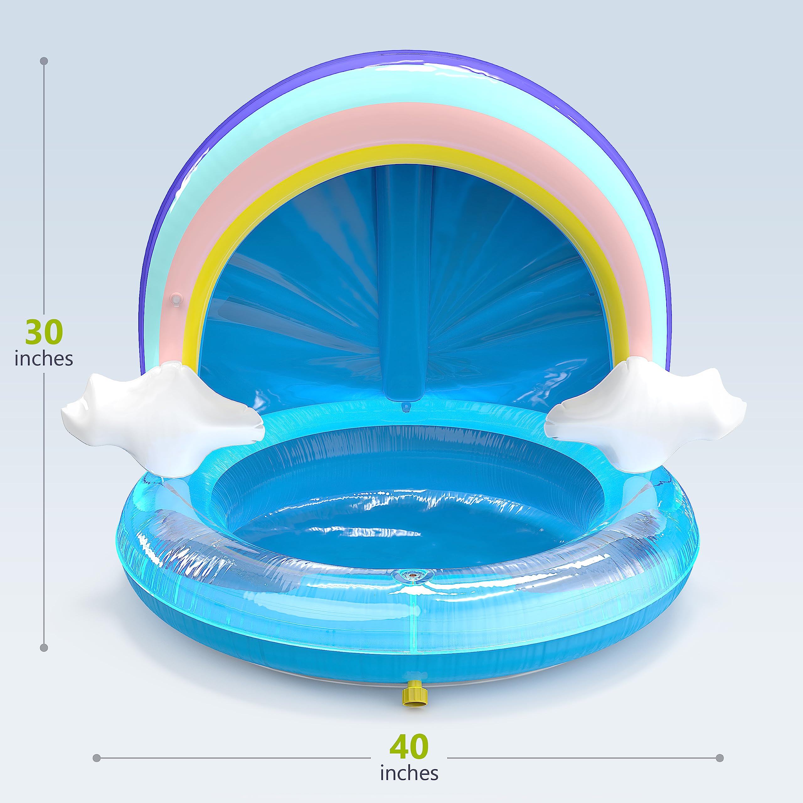 Baby Inflatable Pool with Sprinkle and Canopy - Seat Float for Infants and Toddlers - Portable Kiddie Paddling Pool with Water Sprinkler 40’’ Indoor-Outdoor Water Game Play Center for Kids